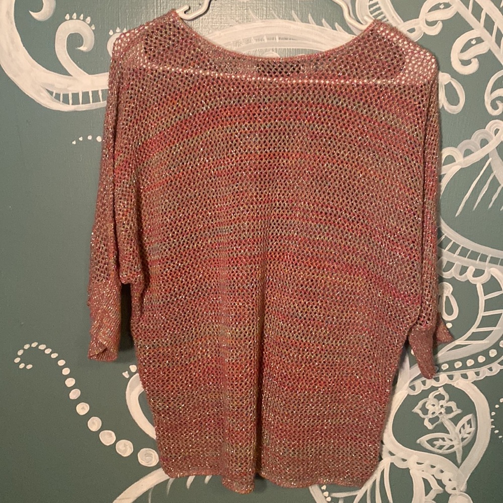 Silver Thread Rainbow Crochet Sweater - image 4